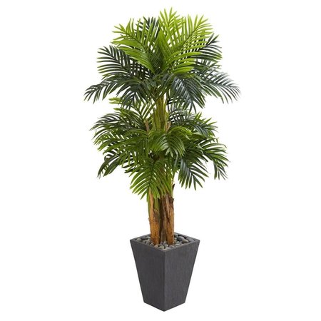 NEARLY NATURALS 5.5 ft. Triple Areca Palm Artificial Tree in Slate Finish Planter 5667